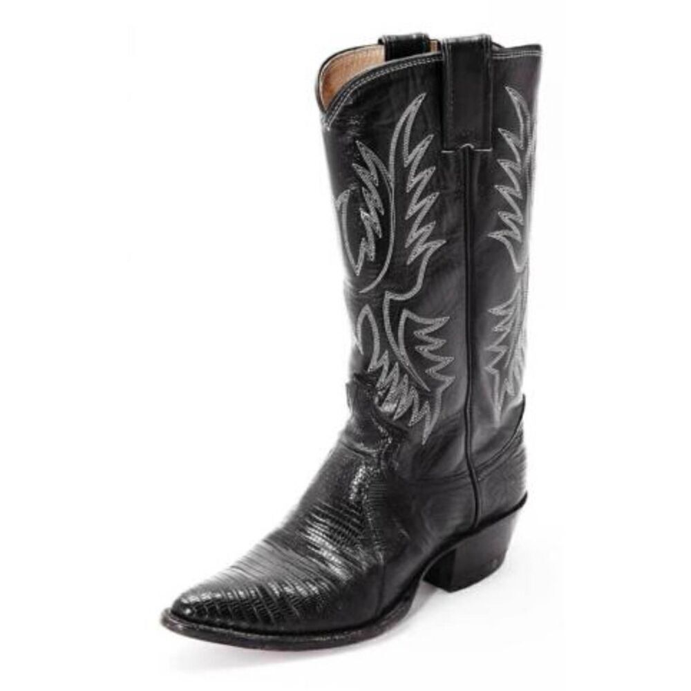 JUSTIN BOOTS Black Lizard Western Boot Size 9.5D